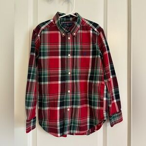 Ralph Lauren Boys’ Red and Green Plaid Button Down Size 7